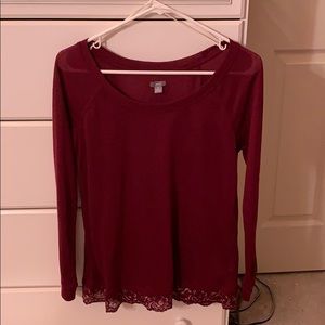 Maroon Aerie Sweater Tee